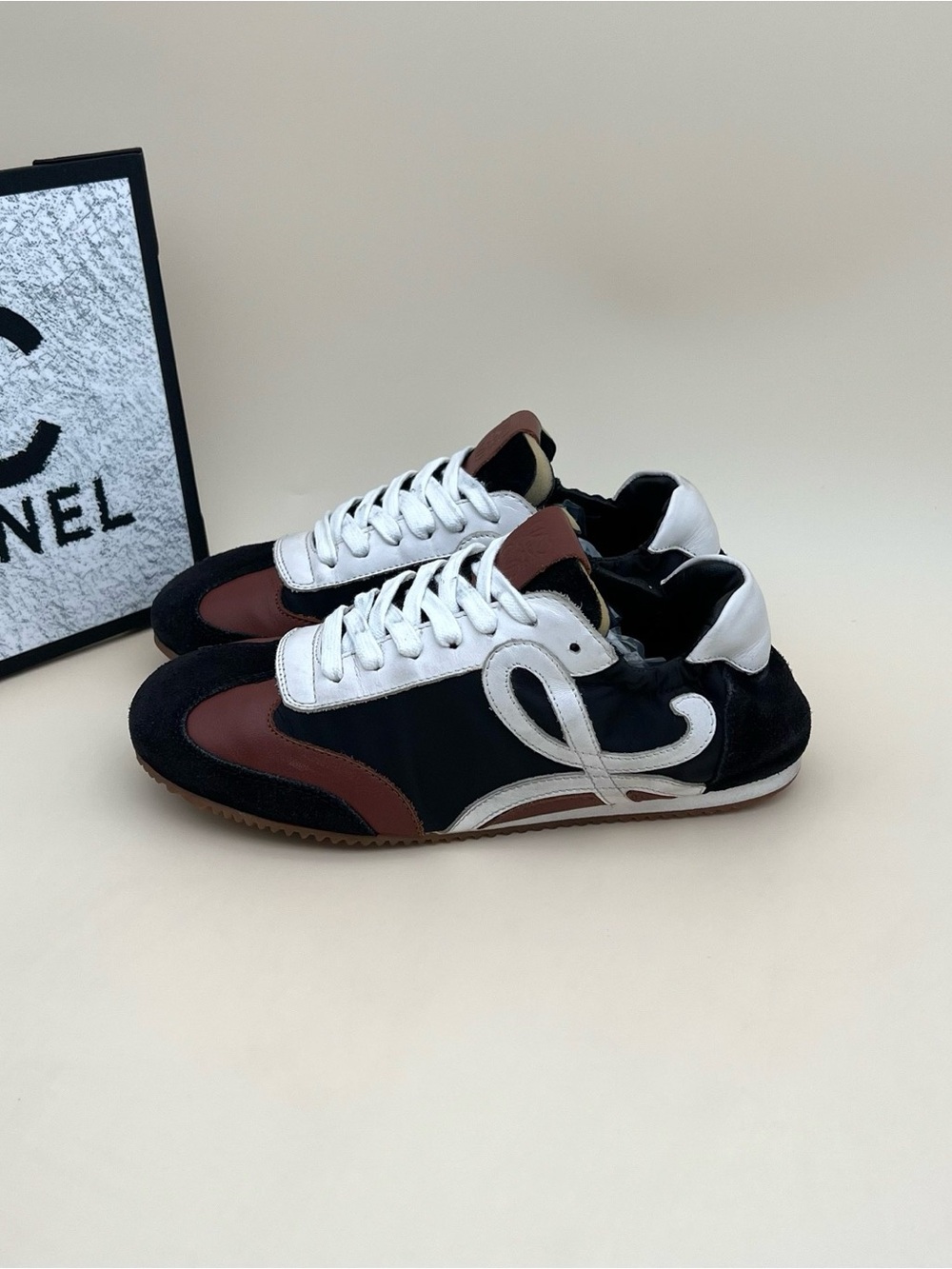 Loewe Black, White & Brown Women's Low-Top Sneakers